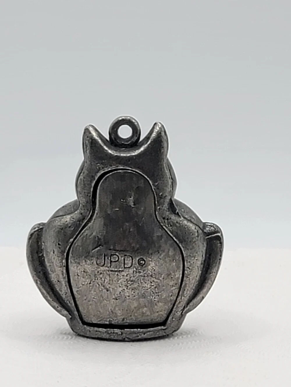 Vintage JPD Silver Tone Owl Pendant Hidden Compartment